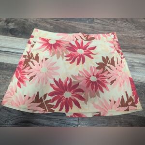 RipSkirt Hawaii Women's Large Floral Wrap Skirt Pink Beige Knee Length